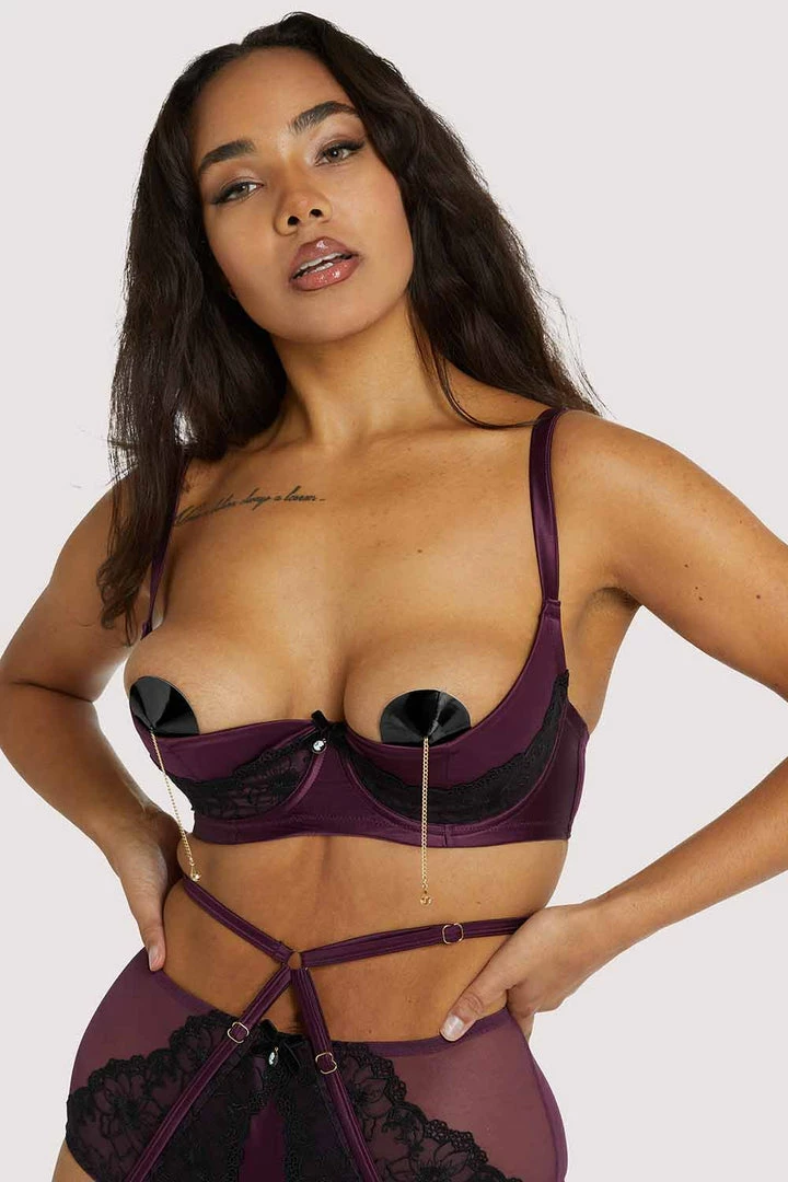 Playful Promises Outlet Muriel Purple Lace Quarter Cup Bra 7 Playful Promises Outlet Muriel Purple Lace Quarter Cup Bra