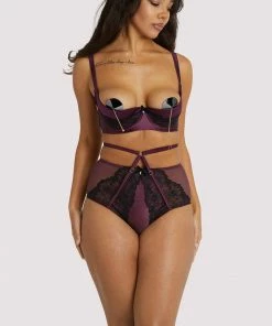 Playful Promises Outlet Muriel Purple Lace Quarter Cup Bra 19 Playful Promises Outlet Muriel Purple Lace Quarter Cup Bra