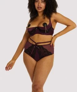 Playful Promises Outlet Muriel Purple Lace Quarter Cup Bra 22 Playful Promises Outlet Muriel Purple Lace Quarter Cup Bra
