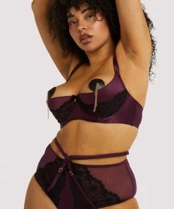 Playful Promises Outlet Muriel Purple Lace Quarter Cup Bra 21 Playful Promises Outlet Muriel Purple Lace Quarter Cup Bra