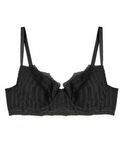 Playful Promises Curve Exclusive Presley Black Stripe And Lace Trim Bra Bras