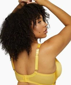 Playful Promises Vivienne Mustard Net Satin And Lace Trim Bra