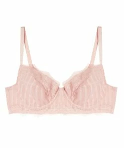 Playful Promises Curve Exclusive Bras Presley Pink Stripe And Lace Trim Bra