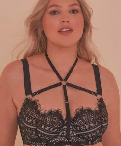 Playful Promises Sky Pearl Quarter Cup Lace Harness Curve Bra