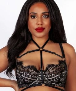 Playful Promises Sky Pearl Quarter Cup Lace Harness Curve Bra