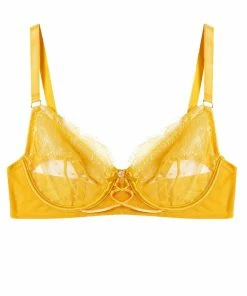 Playful Promises Ziggy Mango Lace And Spotted Mesh Bra