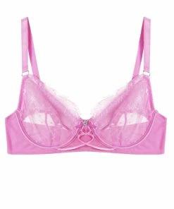 Playful Promises Bras Ziggy Pink Lace And Spotted Mesh Bra
