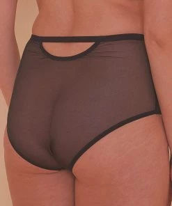 Playful Promises Aerona Black Lace And Leatherette High Waist Brief
