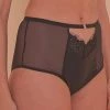 Playful Promises Aerona Black Lace And Leatherette High Waist Brief 1 Playful Promises Aerona Black Lace And Leatherette High Waist Brief