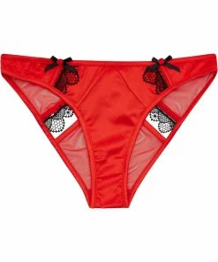 Playful Promises Arlene Curve Red Satin Black Lace Brief Outlet