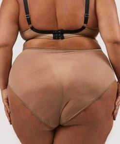 Playful Promises Curve Exclusive Clara Latte And Black Lace High Waisted Brief