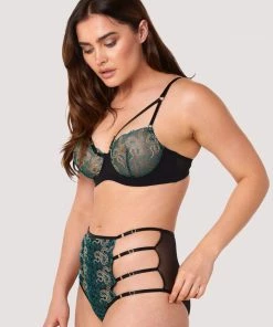 Playful Promises Dakota Green & Gold Snake High Waist Brief Luxe Bras