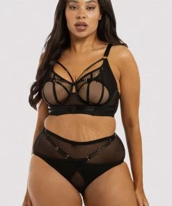 Playful Promises Eddie Black Crossover Wrap High Waist Brief Luxe Bras