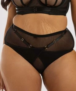 Playful Promises Eddie Black Crossover Wrap High Waist Brief Luxe Bras