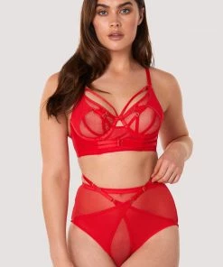 Playful Promises Luxe Bras Eddie Red Crossover Wrap High Waist Brief