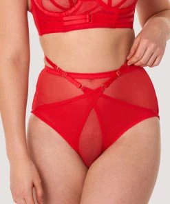 Playful Promises Luxe Bras Eddie Red Crossover Wrap High Waist Brief