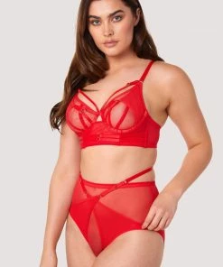 Playful Promises Luxe Bras Eddie Red Crossover Wrap High Waist Brief