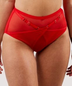Playful Promises Luxe Bras Eddie Red Crossover Wrap High Waist Brief