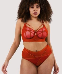 Playful Promises Luxe Bras Eddie Red Crossover Wrap High Waist Brief