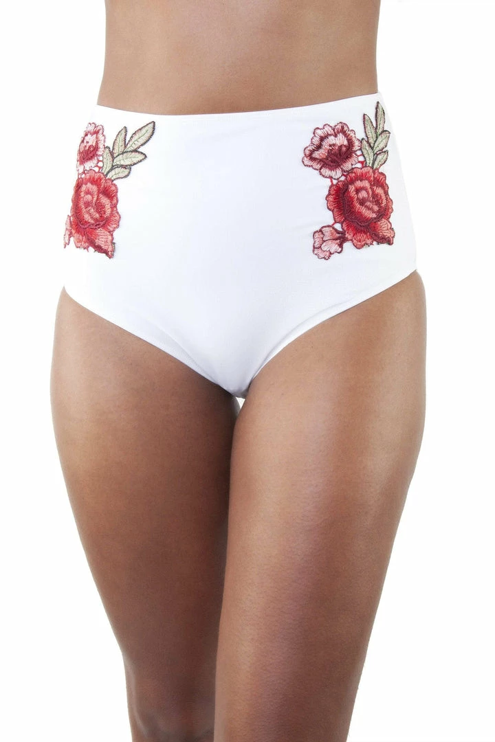 Playful Promises Embroidered High Waist Bikini Brief White Outlet 3 Playful Promises Embroidered High Waist Bikini Brief White Outlet