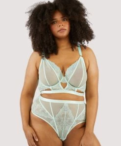 Playful Promises Fenella Aqua Lace And Net High Waist Brief Knickers 17 Playful Promises Fenella Aqua Lace And Net High Waist Brief Knickers