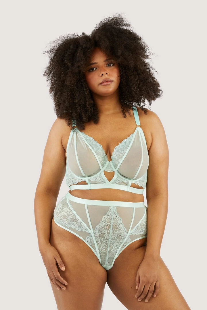 Playful Promises Fenella Aqua Lace And Net High Waist Brief Knickers 8 Playful Promises Fenella Aqua Lace And Net High Waist Brief Knickers