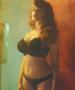 Playful Promises Fion Black Satin And Lace Brief