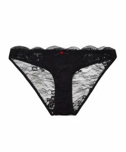 Playful Promises Fion Black Satin And Lace Brief