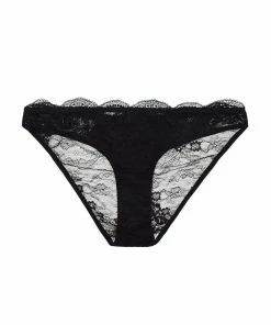 Playful Promises Fion Black Satin And Lace Brief