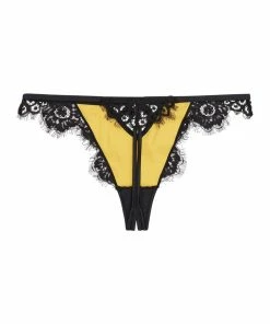 Playful Promises Outlet Jaquelina Mustard Contrast Crotchless Thong