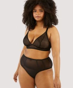 Playful Promises Maria Black Mesh High Waisted Brief Knickers
