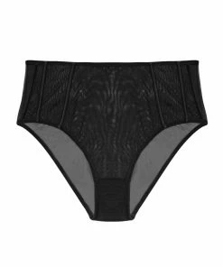 Playful Promises Maria Black Mesh High Waisted Brief Knickers