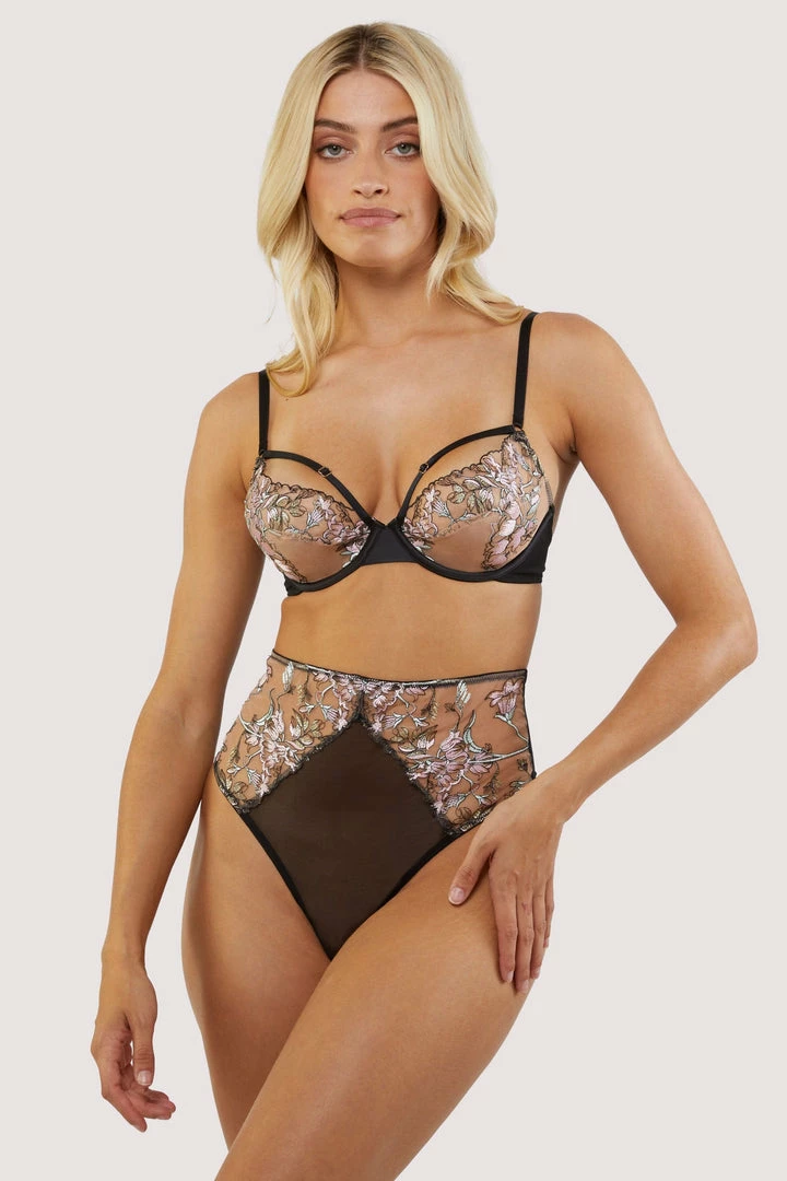 Playful Promises Knickers Mayla Floral Embroidered High Waisted Thong 5 Playful Promises Knickers Mayla Floral Embroidered High Waisted Thong