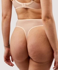 Playful Promises Nola Toffee Diamante Studded High Leg Thong