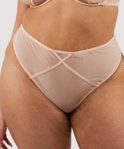 Playful Promises Nola Toffee Diamante Studded High Leg Thong