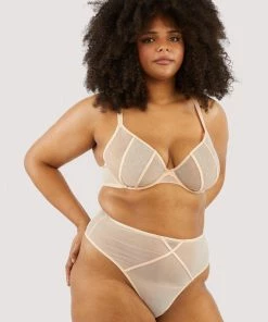 Playful Promises Nola Toffee Diamante Studded High Leg Thong