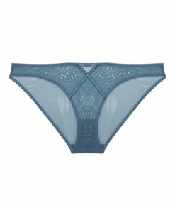 Playful Promises Olympia Storm Grey Diamante Detail High Leg Brief Knickers