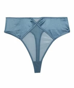 Playful Promises Olympia Storm Grey Diamante Detail High Waist Thong