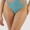 Playful Promises Cassia Blue Floral Embroidery High Waisted Thong Knickers