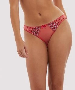 Playful Promises Luxe Bras Cherry Embroidery Coral Brief