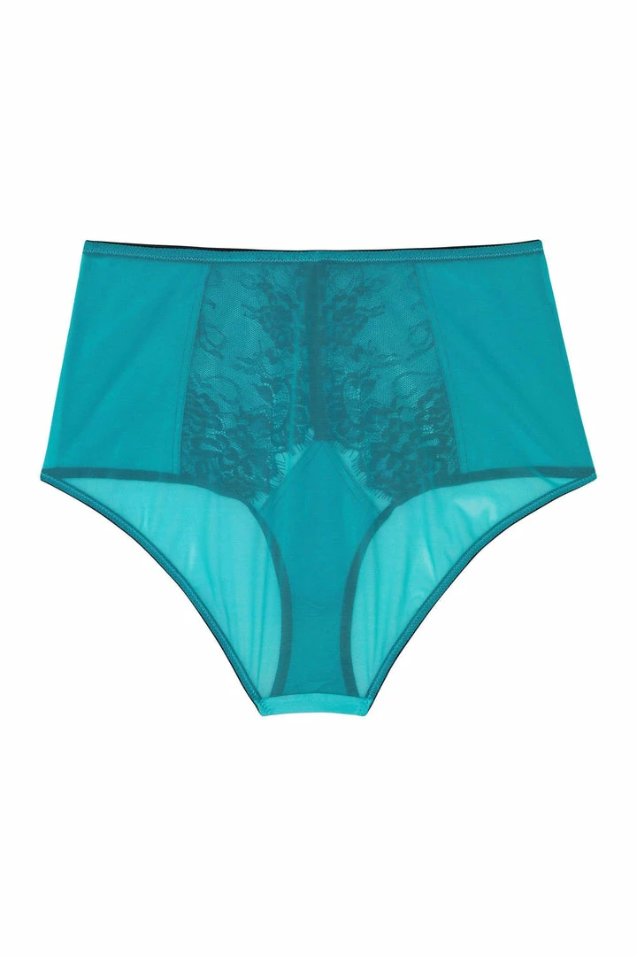 Playful Promises Henrietta Teal Lace Overlay High Waist Brief 14 Playful Promises Henrietta Teal Lace Overlay High Waist Brief