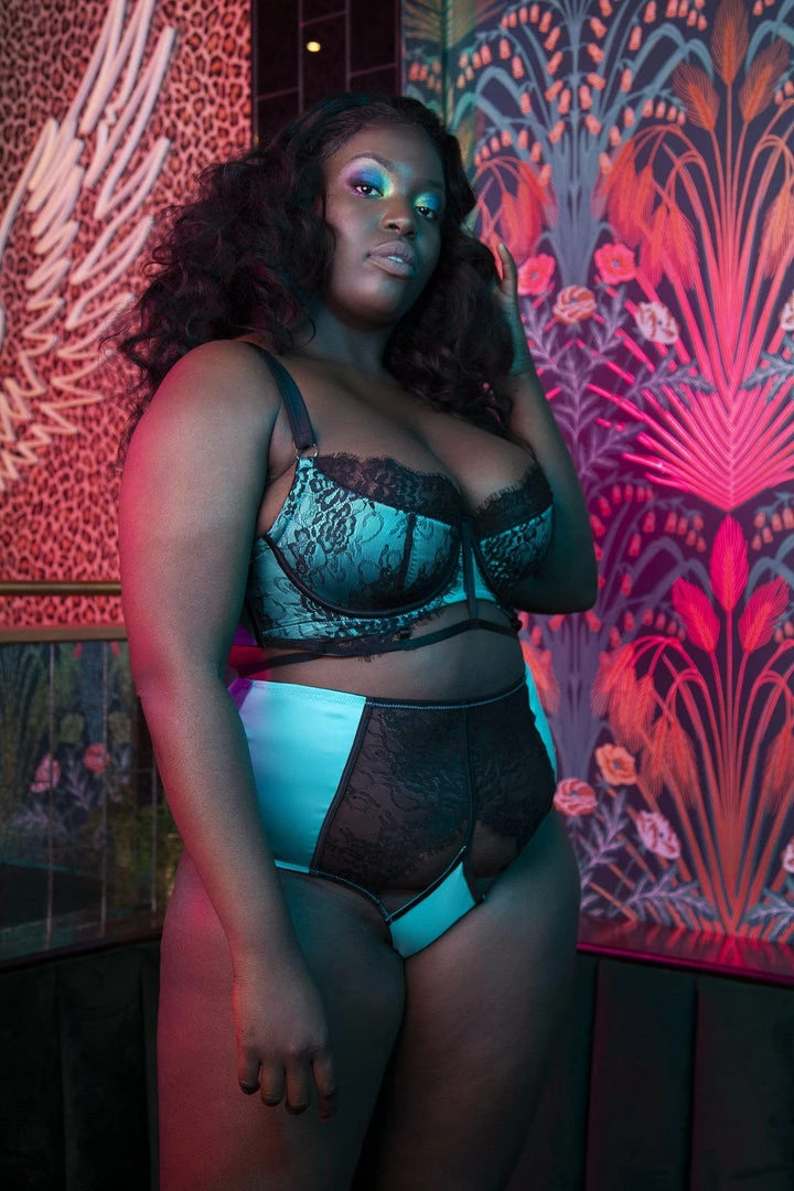 Playful Promises Henrietta Teal Lace Overlay High Waist Brief 9 Playful Promises Henrietta Teal Lace Overlay High Waist Brief