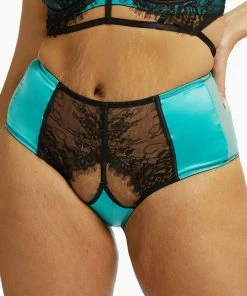 Playful Promises Henrietta Teal Lace Overlay High Waist Brief 19 Playful Promises Henrietta Teal Lace Overlay High Waist Brief