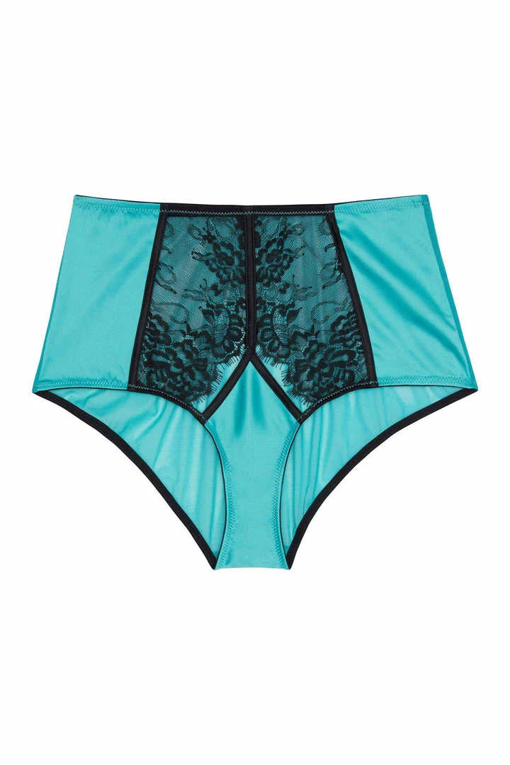 Playful Promises Henrietta Teal Lace Overlay High Waist Brief 13 Playful Promises Henrietta Teal Lace Overlay High Waist Brief
