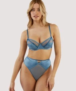 Playful Promises Olympia Storm Grey Diamante Detail High Waist Thong