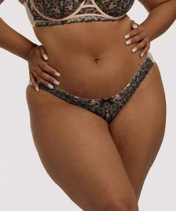 Playful Promises Luxe Bras Skull & Roses Embroidery Peach Brief