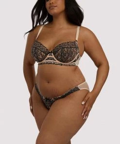 Playful Promises Luxe Bras Skull & Roses Embroidery Peach Brief