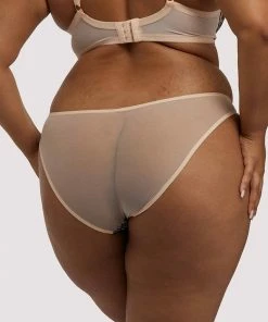 Playful Promises Luxe Bras Skull & Roses Embroidery Peach Brief