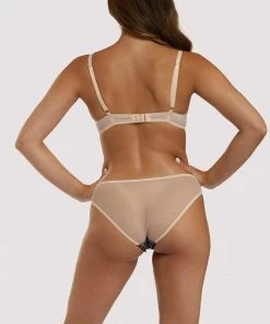 Playful Promises Luxe Bras Skull & Roses Embroidery Peach Brief