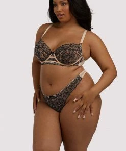 Playful Promises Skull & Roses Embroidery Peach Thong